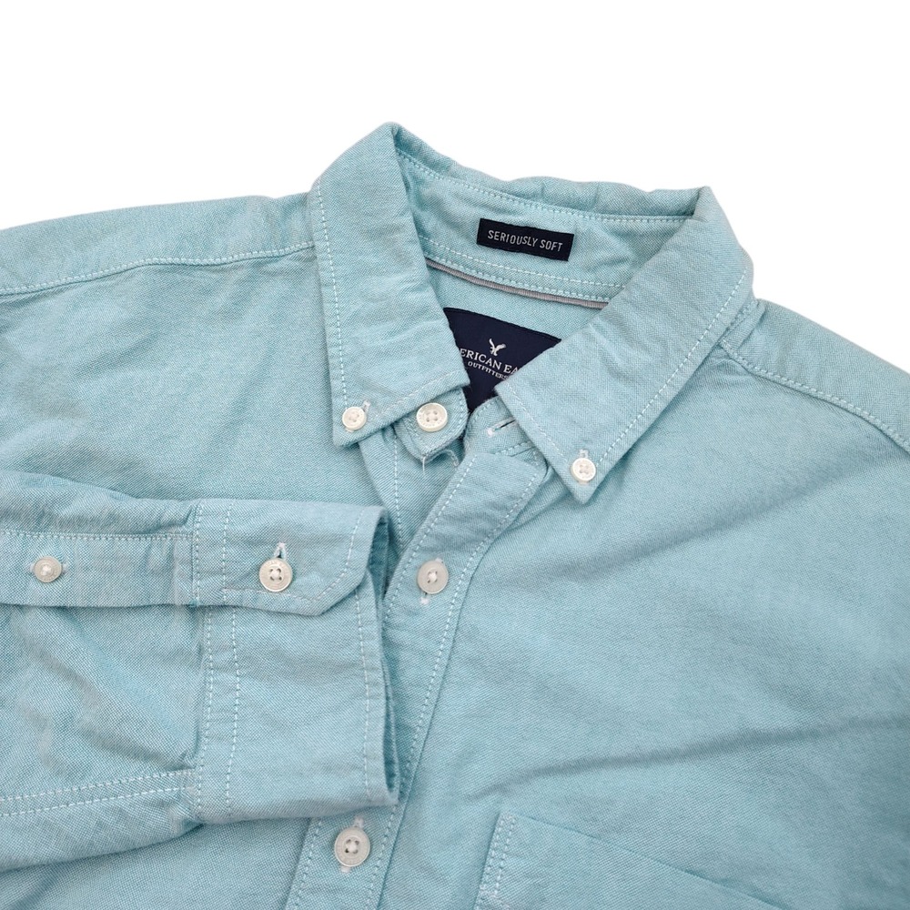 American Eagle Outfitters Button Down Men's Shirt Medium Soft Blue Office Casual